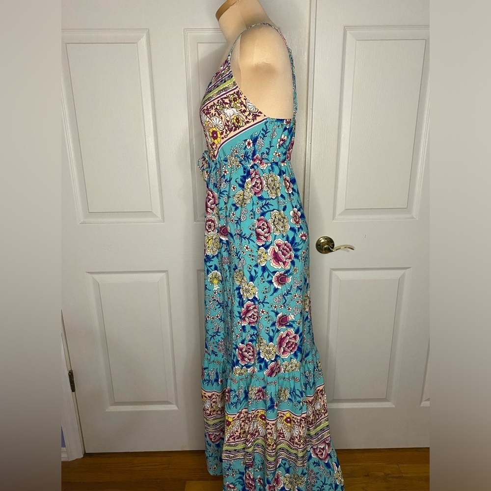 Bohemian Floral Maxi Dress – Women’s Medium, Light Blue, Everyday Boho - Picture 8 of 12